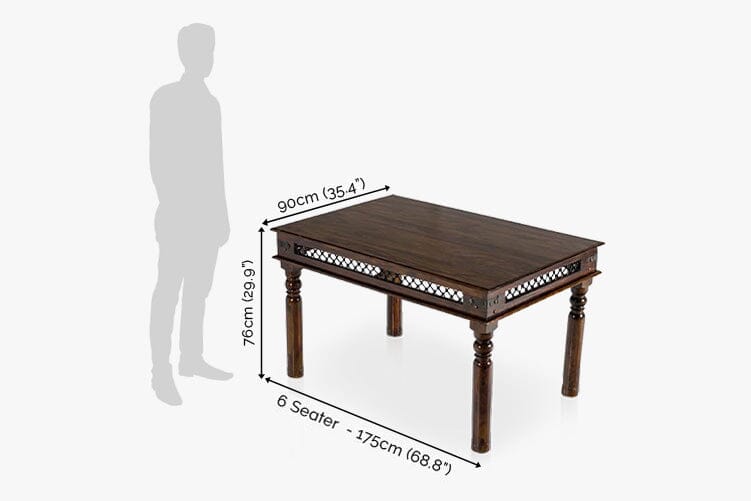 Solid Wood Jali Dining Set 6 Seater with Chairs