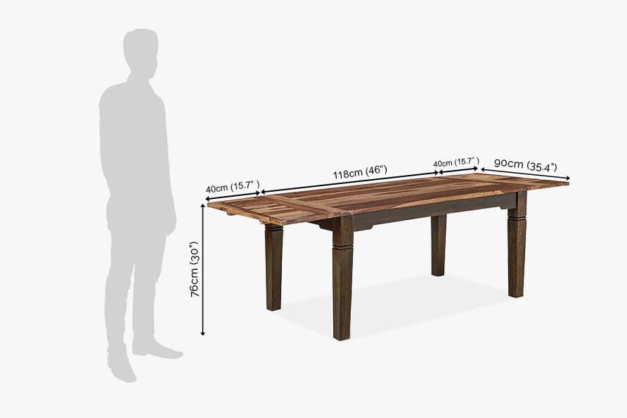 Solid Wood ETER Dining Set 4 Seater with Chairs + Extensions