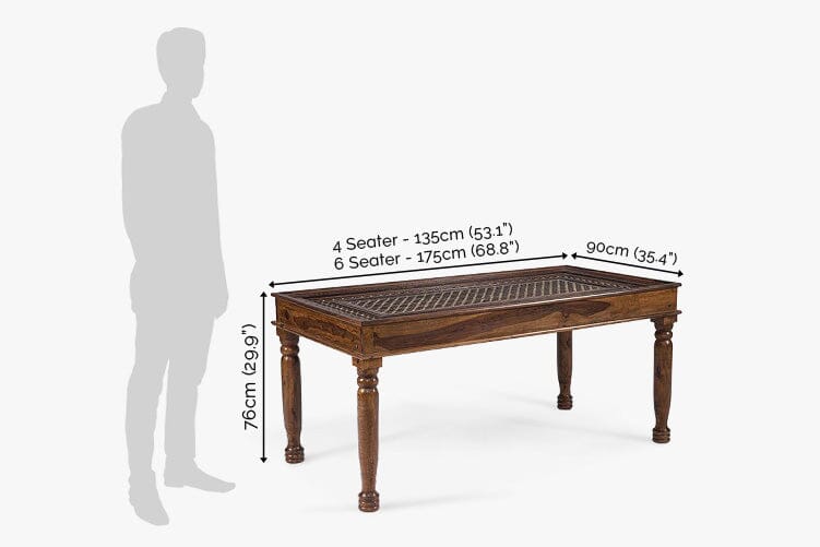 Solid Wood Brass Dining Set B 4 Seater with Chairs