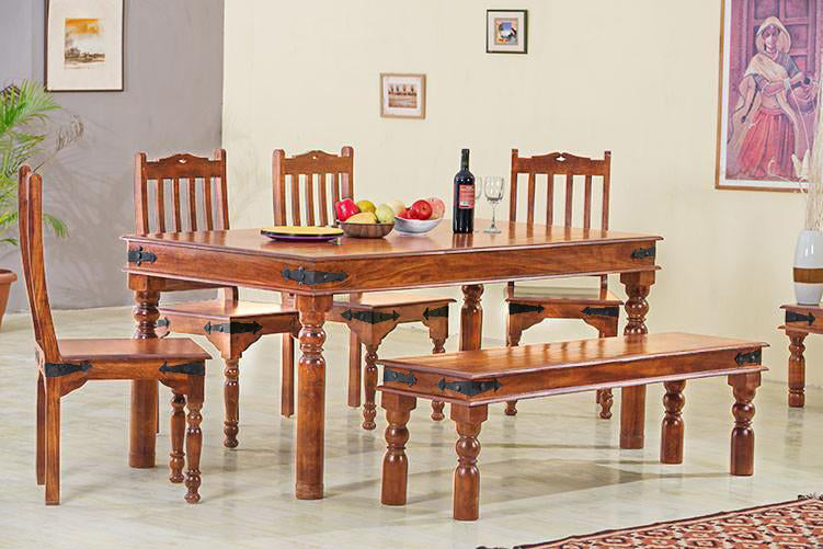 Solid Wood Jaipur Dining Set with Bench