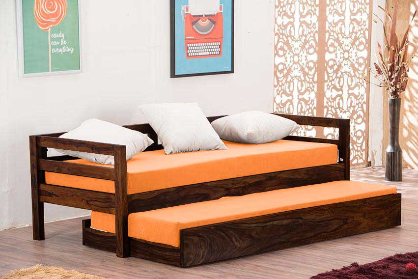 Solid Wood Capital Sofa cum Bed Trundle