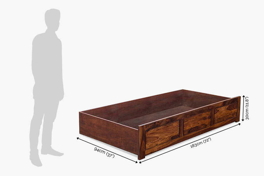 Bloom Solid Wood Essential Bed with Front Open Dual Storage