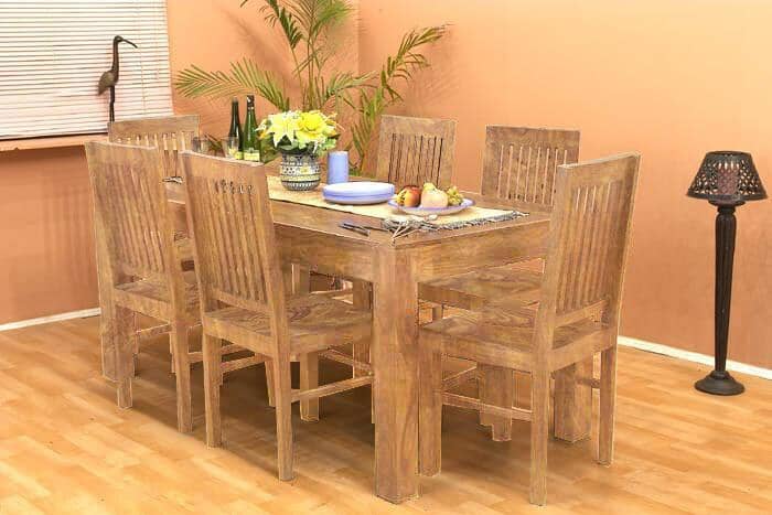 Solid Wood Durban Dining Set 6 Seater with Chairs