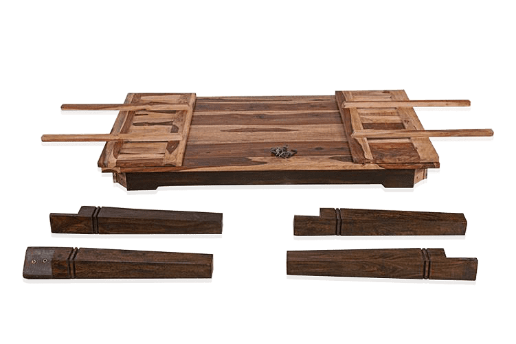 Solid Wood ETER Dining Set 4 Seater with Chairs + Extensions