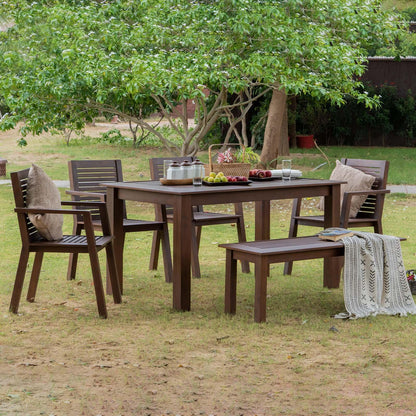 Alfresco Outdoor Dining Table With 4 Arm Chairs And Bench