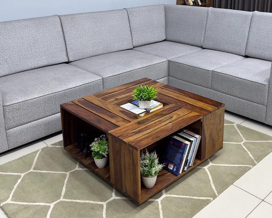 Sheesham Wood Square Coffee Table/ Centre Table TR - Natural FInish