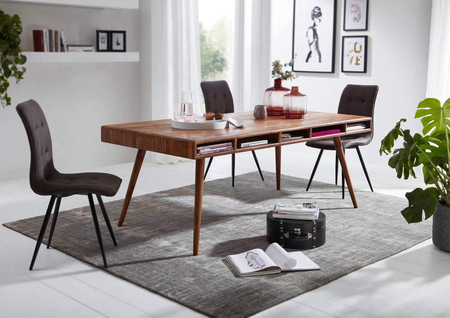 Solid Wood Eva Dining Set with Storage