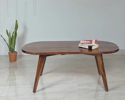 Sheesham Wood Centre Table - Ellipse Shaped- Elegant, Foldable, and Durable | Wooden Centre Table | Coffee Table | Living Room Furniture
