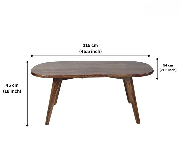 Sheesham Wood Centre Table - Ellipse Shaped- Elegant, Foldable, and Durable | Wooden Centre Table | Coffee Table | Living Room Furniture