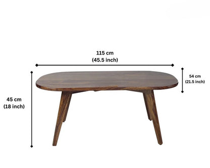 Sheesham Wood Centre Table - Ellipse Shaped- Elegant, Foldable, and Durable | Wooden Centre Table | Coffee Table | Living Room Furniture