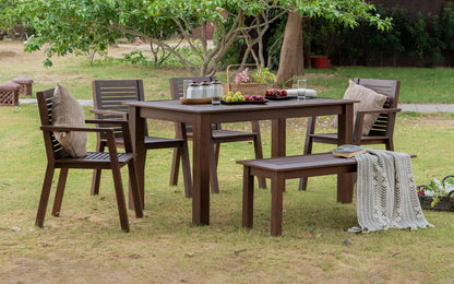 Alfresco Outdoor Dining Table With 4 Arm Chairs And Bench