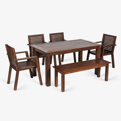 Alfresco Outdoor Dining Table With 4 Arm Chairs And Bench