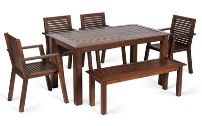 Alfresco Outdoor Dining Table With 4 Arm Chairs And Bench