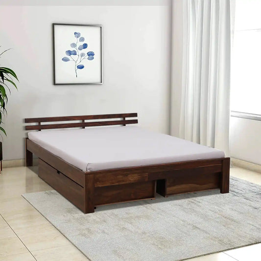 Amol Sheesham Wood Bed With Drawer Storage