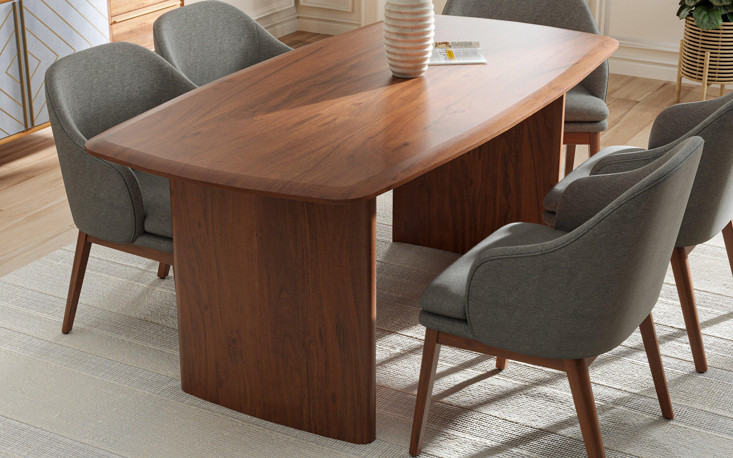 Anish Dining Table With 6 Wayane Chair With Arm