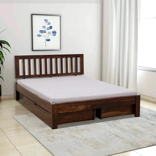 Bhawika Sheesham Wood Storage Bed With Drawers