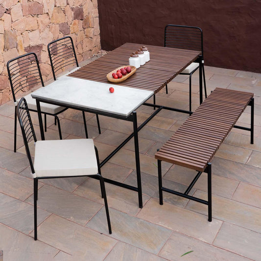 Covent Garden Outdoor Dining Table With 4 Chairs and Bench