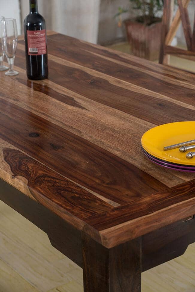 Solid Wood ETER Dining Set 4 Seater with Chairs + Extensions