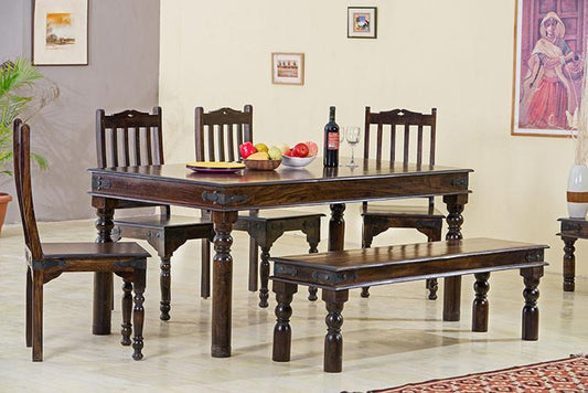 Solid Wood Jaipur Dining Set with Bench