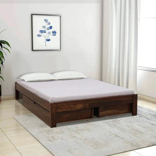 Divyam Sheesham Wood Storage Beds With Drawers