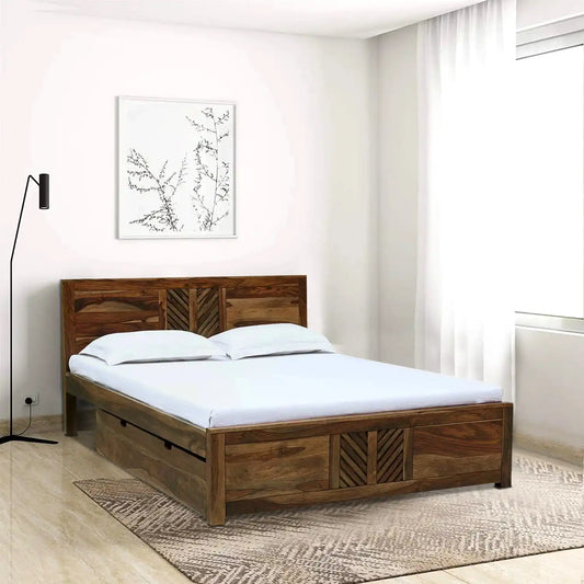 Elista Sheesham Wood Storage Beds With Drawer