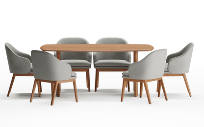 Anish Dining Table With 6 Wayane Chair With Arm