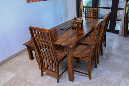 Solid Wood Kuber Dining Set 8 Seater with Bench