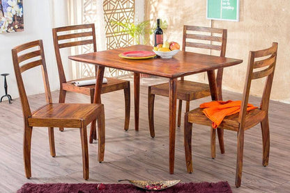 Solid Wood Eva Dining Set 4 Seater with Chairs