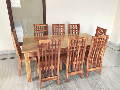 Solid Wood Kuber Dining Set 8 Seater with Chairs