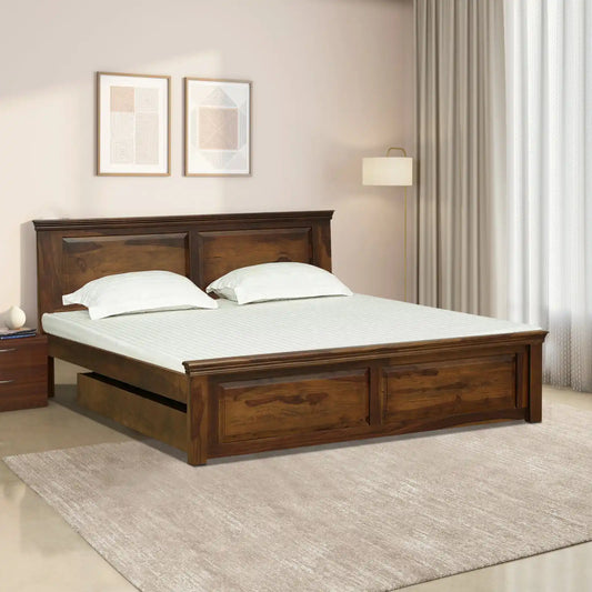 Kanishka Solid Wood Storage Beds With Drawer