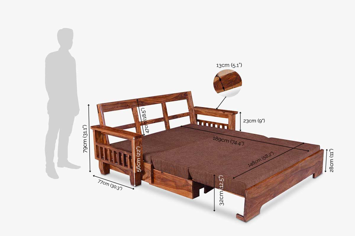 Solid Wood Jodhpur Sofa cum Bed