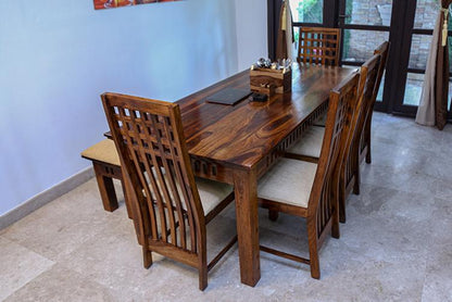 Solid Wood Kuber Dining Set with Bench