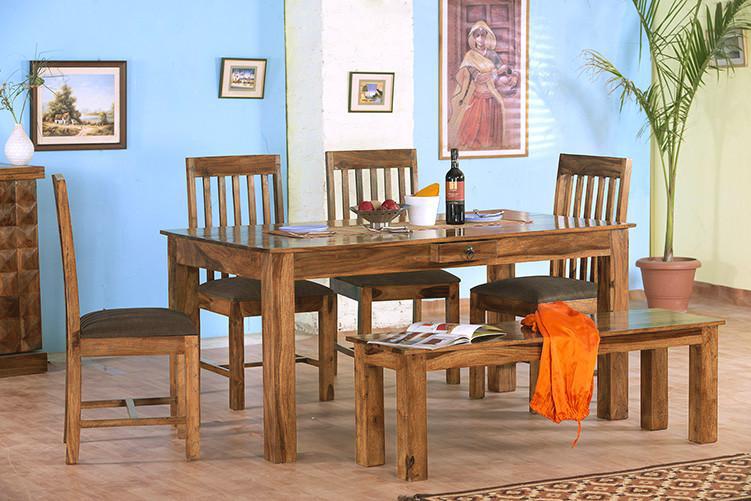 Solid Wood Turner Dining Set ( With Bench & Drawers )