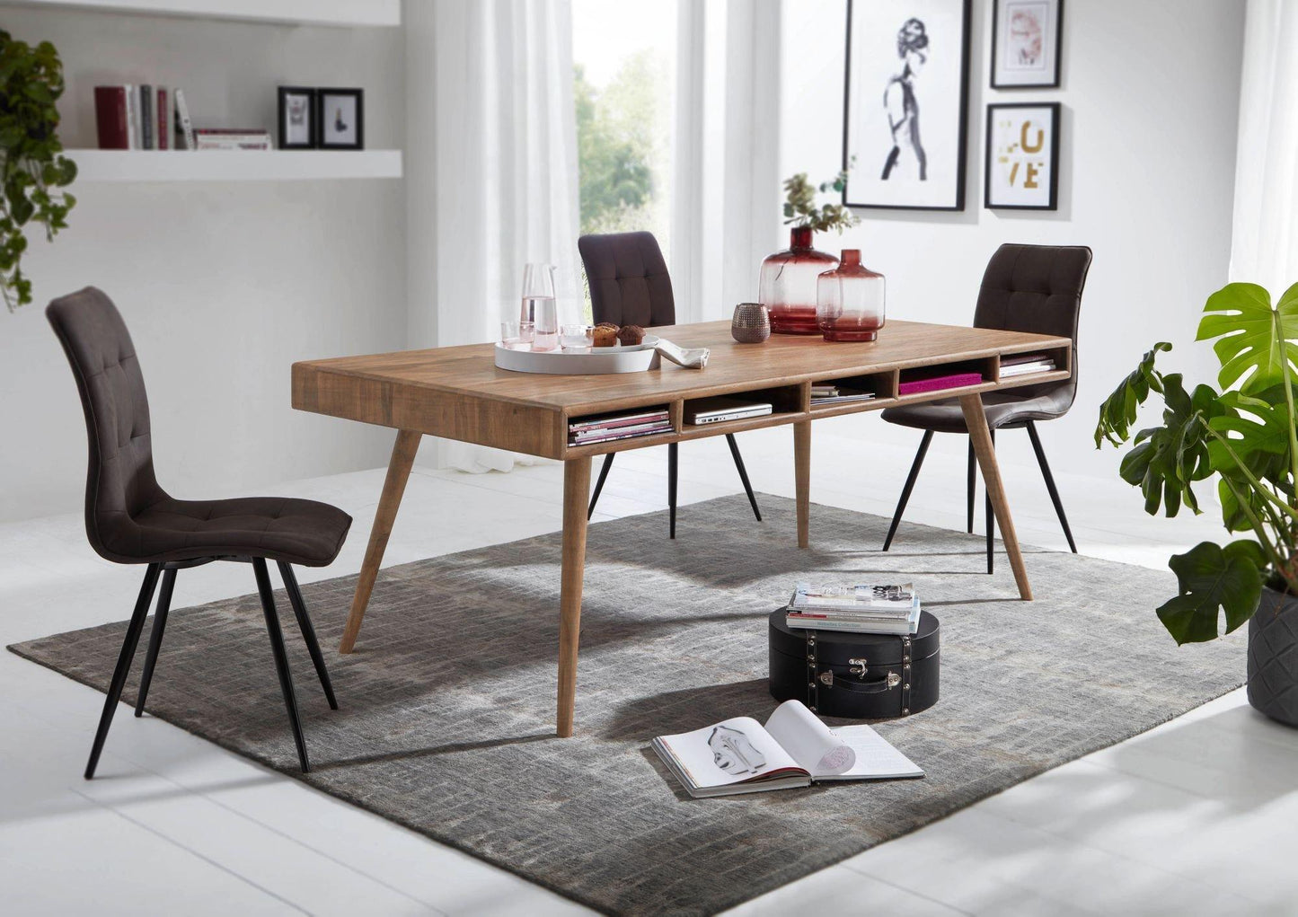 Solid Wood Eva Dining Set with Storage