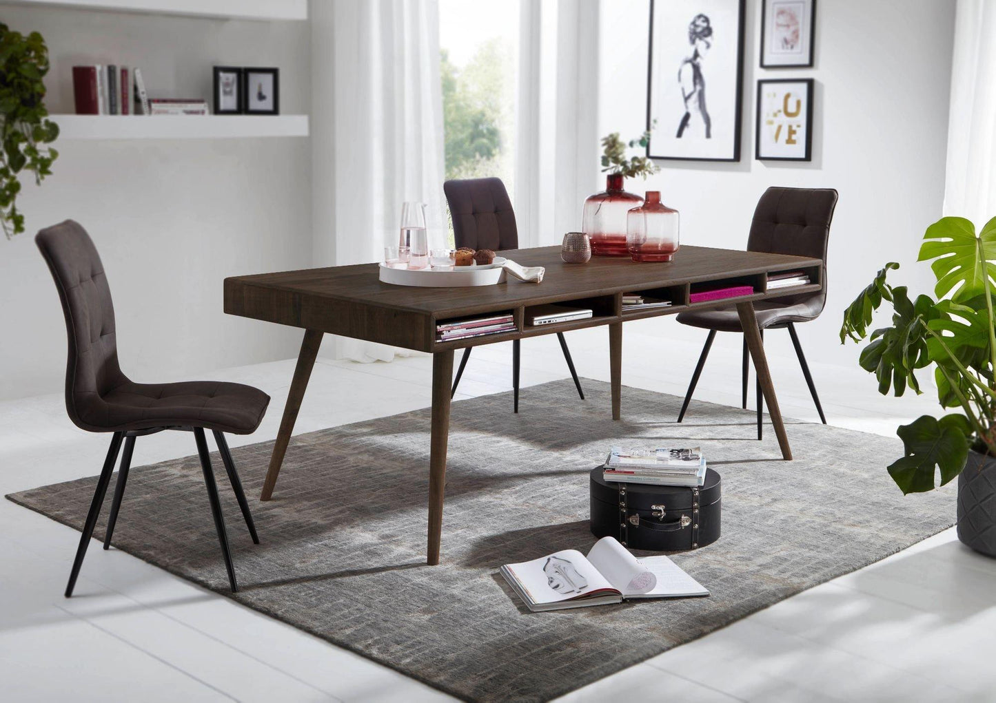 Solid Wood Eva Dining Set with Storage