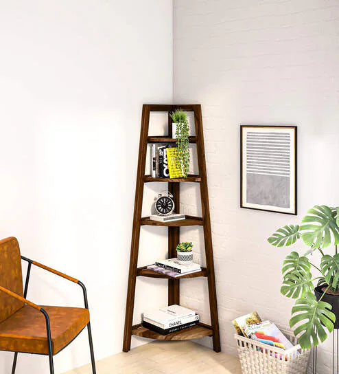 Bloom Sheesham Wood Book Shelf For Corners