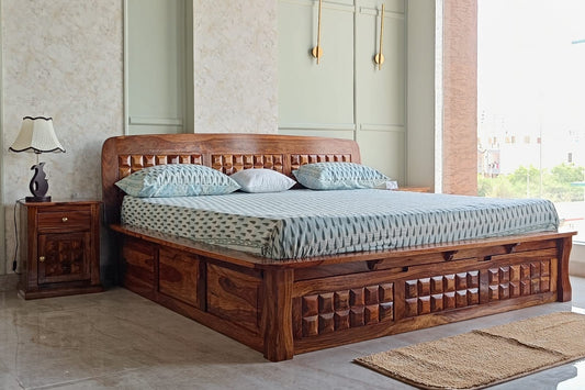 Bloom Sheesham Platform Bed - King Size 78x72